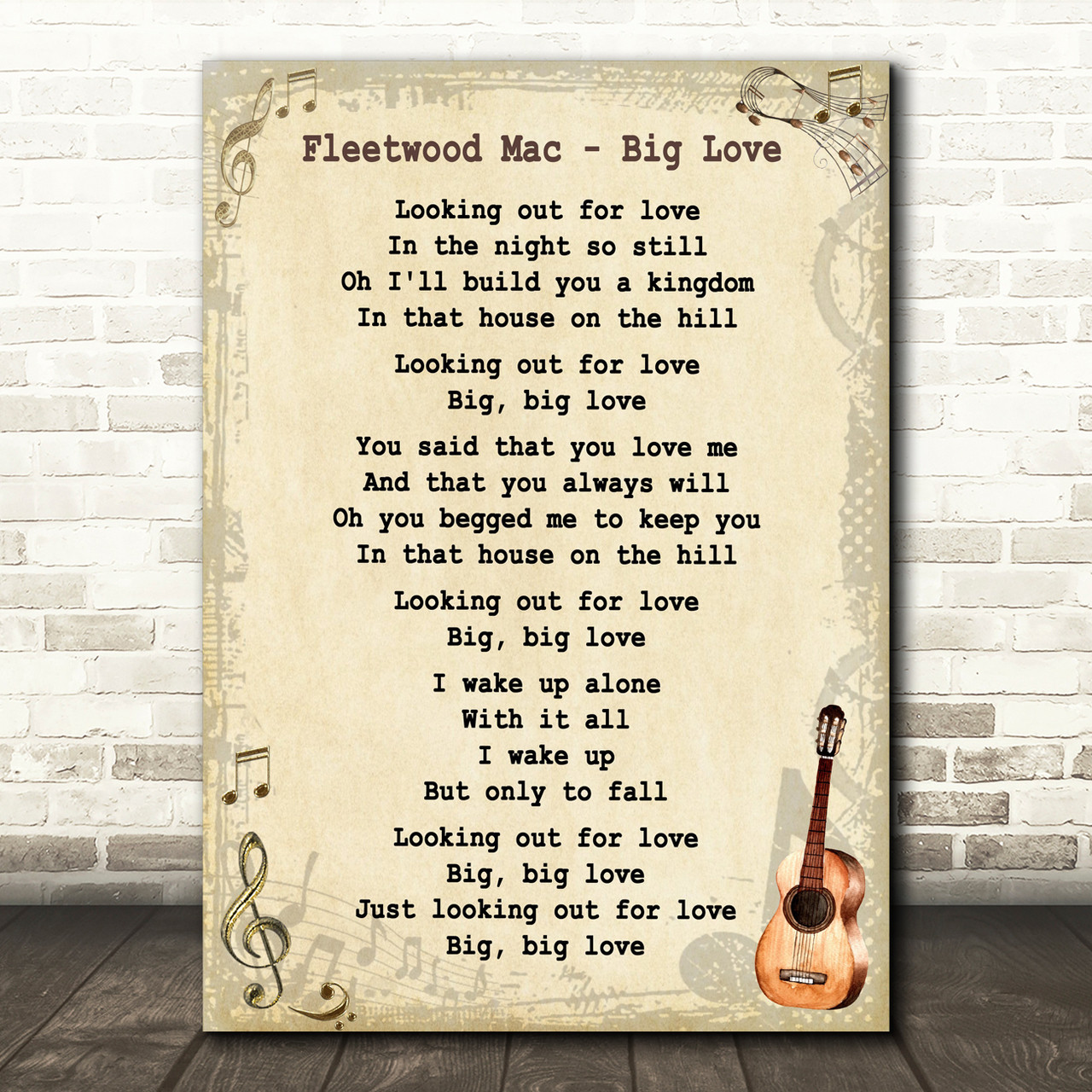 Fleetwood Mac Big Love Song Lyric Vintage Quote Print